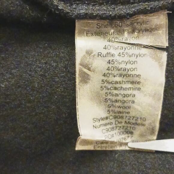 Alice + Olivia ANGORA CASHMERE Size M Cardigan Sweater Vest BLACK Ruffles $500 - Picture 10 of 11